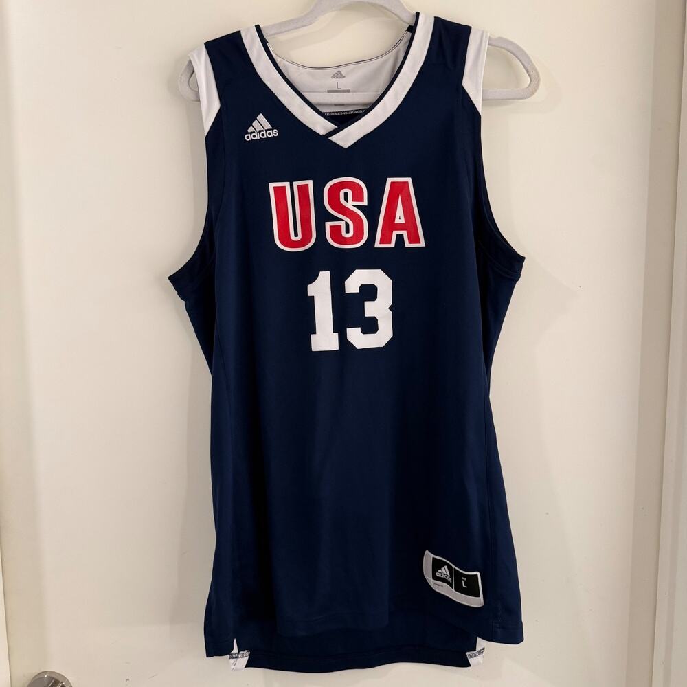 Adidas Team USA Basketball Jersey Men’s Size Large Blue White #13 Olympic